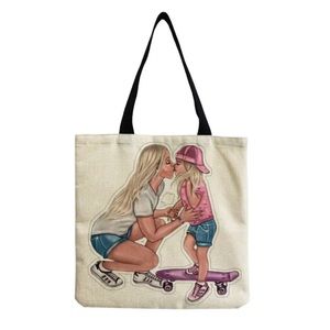 Eco-Friendly Cool Mom with Tom-Boy Skater Daughter Folding Tote Bag